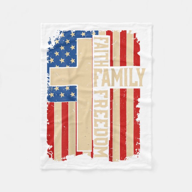Faith Family Dom God Country Patriotic Christian O Fleece Blanket (Front)