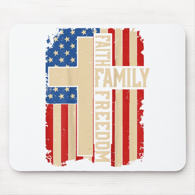 Faith Family Dom God Country Patriotic Christian O Mouse Mat (Front)