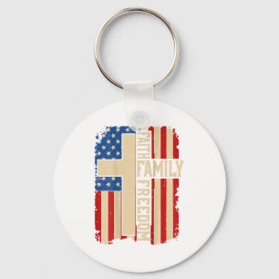 Faith Family Dom Patriotic Christian On-back God C Key Ring