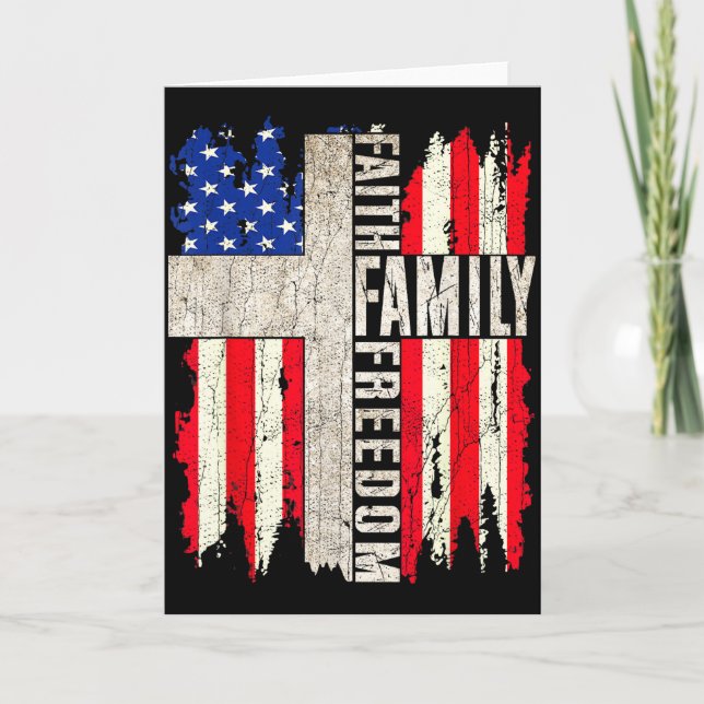 Faith Family Dom - Patriotic Christian Vintage Usa Card (Front)