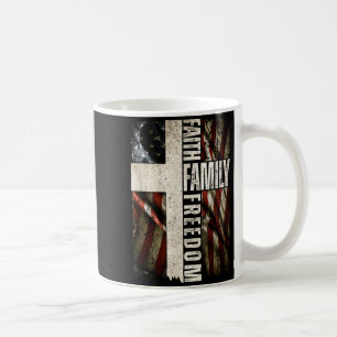 Faith Family Dom - Patriotic Christian Vintage Usa Coffee Mug