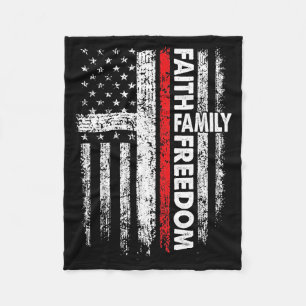 Faith Family Dom Patriotic Christian Vintage Usa F Fleece Blanket