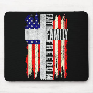 Faith Family Dom - Patriotic Christian Vintage Usa Mouse Mat