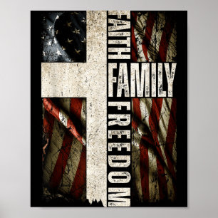 Faith Family Dom - Patriotic Christian Vintage Usa Poster