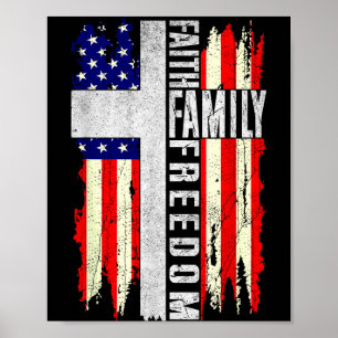 Faith Family Dom - Patriotic Christian Vintage Usa Poster
