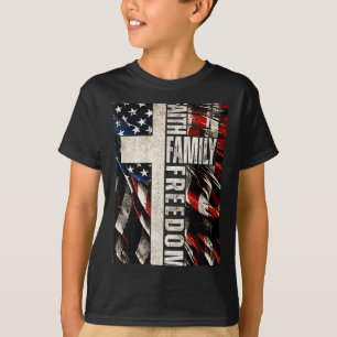 Faith Family Dom - Patriotic Christian Vintage Usa T-Shirt