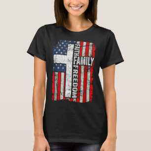Faith Family Dom Patriotic Christian Vintage Usa T-Shirt