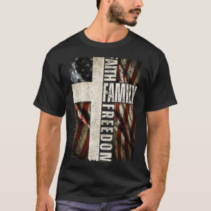 Faith Family Dom - Patriotic Christian Vintage Usa T-Shirt