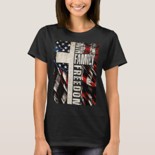 Faith Family Dom - Patriotic Christian Vintage Usa T-Shirt