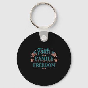 Faith Family Dom Patriotic Vintage Usa Flag Christ Key Ring