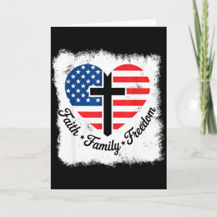 Faith Family Dom Usa Flag Cross Heart Patriotic Am Card