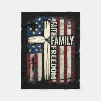 Faith Family Dom Usa Flag Fleece Blanket