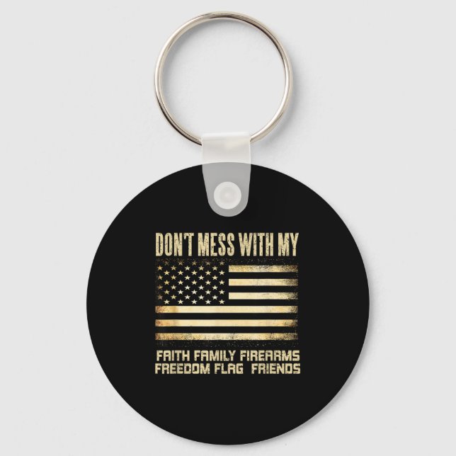 Faith Family Firearms Dom Flag Friends American  Key Ring (Front)