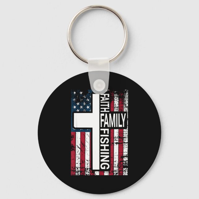 Faith Family Fishing Christian Proud Father Fisher Key Ring (Front)