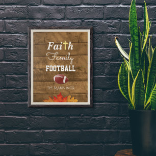 Faith Family Football Personalized Rustic Sign