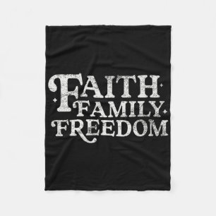 Faith Family Freedom Christian 4th July Retro Amer Fleece Blanket
