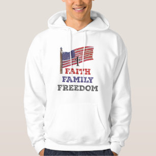Faith Family Freedom Cross With Flag Hoodie