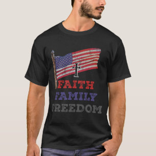 Faith Family Freedom Cross With Flag T-Shirt