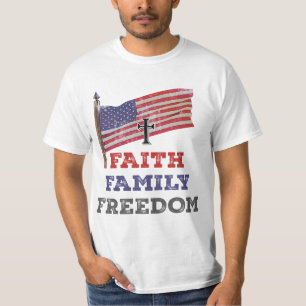 Faith Family Freedom Cross With Flag T-Shirt