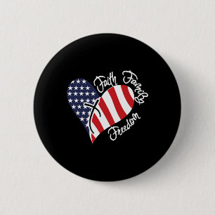 Faith Family Freedom Heart Christian Patriotic 4th 6 Cm Round Badge