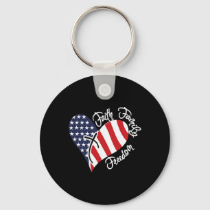 Faith Family Freedom Heart Christian Patriotic 4th Key Ring