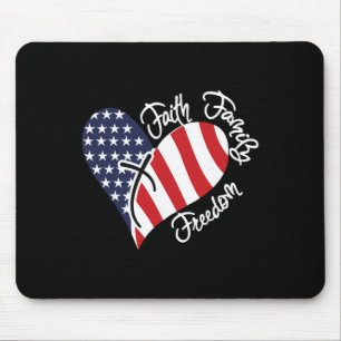 Faith Family Freedom Heart Christian Patriotic 4th Mouse Mat