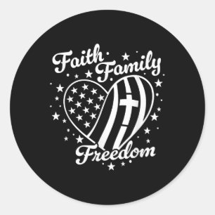 Faith Family Freedom Patriot 4th Of July 4th Usa C Classic Round Sticker