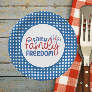 Faith Family Freedom Patriotic 4th of July  Paper Plate