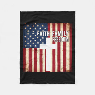 Faith family freedom patriotic christian usa flag fleece blanket