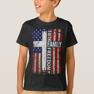 Faith Family Freedom - Patriotic Christian Vintage T-Shirt