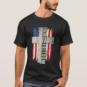 Faith Family Freedom - Patriotic Christian Vintage T-Shirt