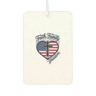 Faith Family Freedom Patriotic Cross Heart Shirt D Car Air Freshener