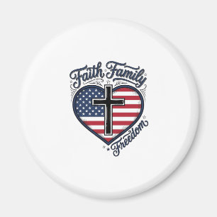 Faith Family Freedom Patriotic Cross Heart Shirt D Magnet