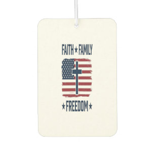 Faith Family Freedom Patriotic Cross USA Flag Vect Car Air Freshener