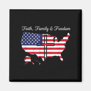 Faith Family Freedom USA Flag 4th of July Magnet