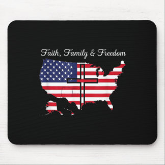 Faith Family Freedom USA Flag 4th of July Mouse Mat
