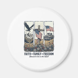 Faith Family Freedom Vintage Patriotic Eagle Magnet