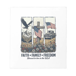 Faith Family Freedom Vintage Patriotic Eagle Notepad
