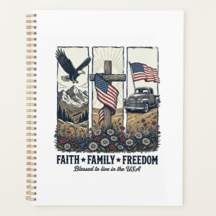 Faith Family Freedom Vintage Patriotic Eagle Planner