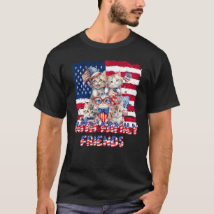 Faith Family Friends Cats Patriotic July 4th T-Shirt