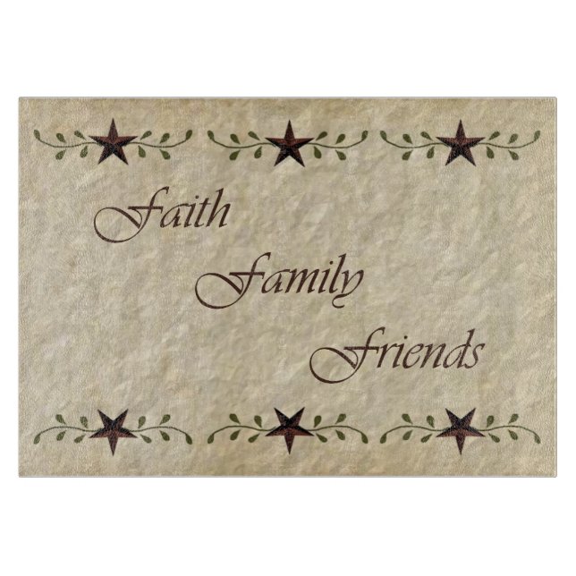 Faith Family Friends Glass Cutting Board (Front)