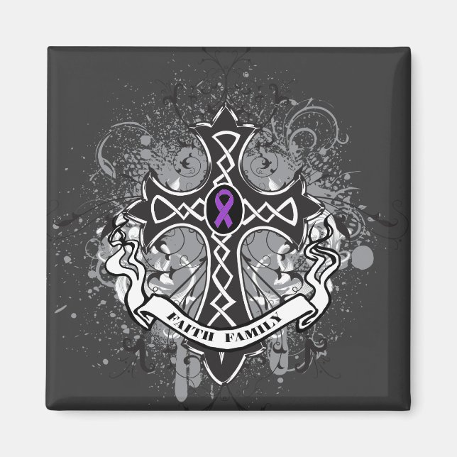 Faith Family Prayer Cross - Pancreatic Cancer Magnet (Front)