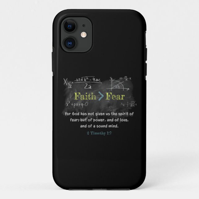 Faith > Fear 2 Timothy 1:7 Christian Verse Math Case-Mate iPhone Case (Back)
