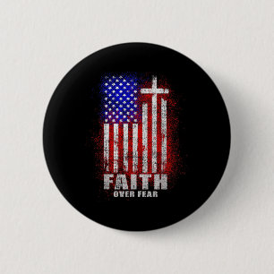 Faith Fear Christian Cross Jesus Christ Men Women 6 Cm Round Badge