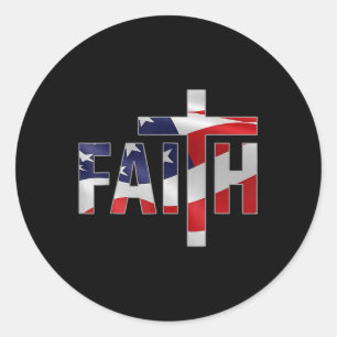 Faith Fear Christian Cross Jesus Christ Men Women  Classic Round Sticker