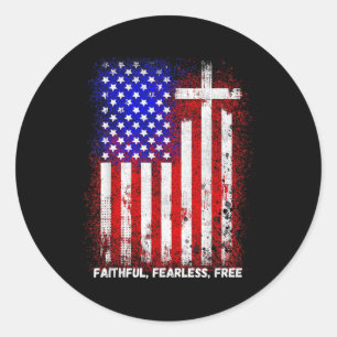 Faith Fear Christian Cross Jesus Christ Men Women Classic Round Sticker