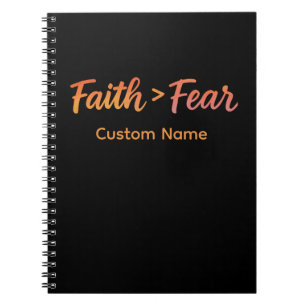 Faith > Fear Sunrise Gradient Inspirational Custom Notebook