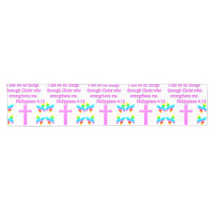 FAITH FILLED PHILIPPIANS 4:13 DESIGN SHORT TABLE RUNNER
