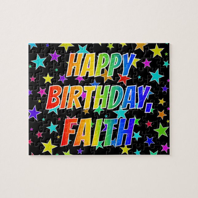 "FAITH" First Name, Fun "HAPPY BIRTHDAY" Jigsaw Puzzle (Horizontal)