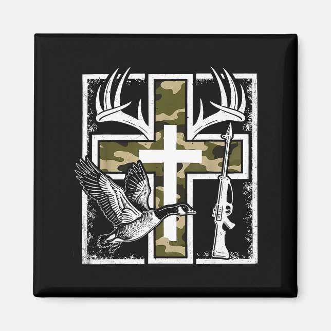 Faith Fishing Hunting Camo Cross Duck Deer Christi Magnet (Front)